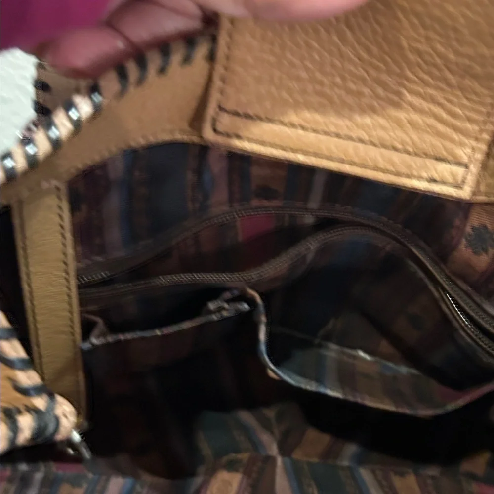 Brighton Tan Leather Shoulder Bag with Heart Charm
